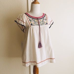 Rocks & Indigo Embroidered Cotton Peasant Blouse